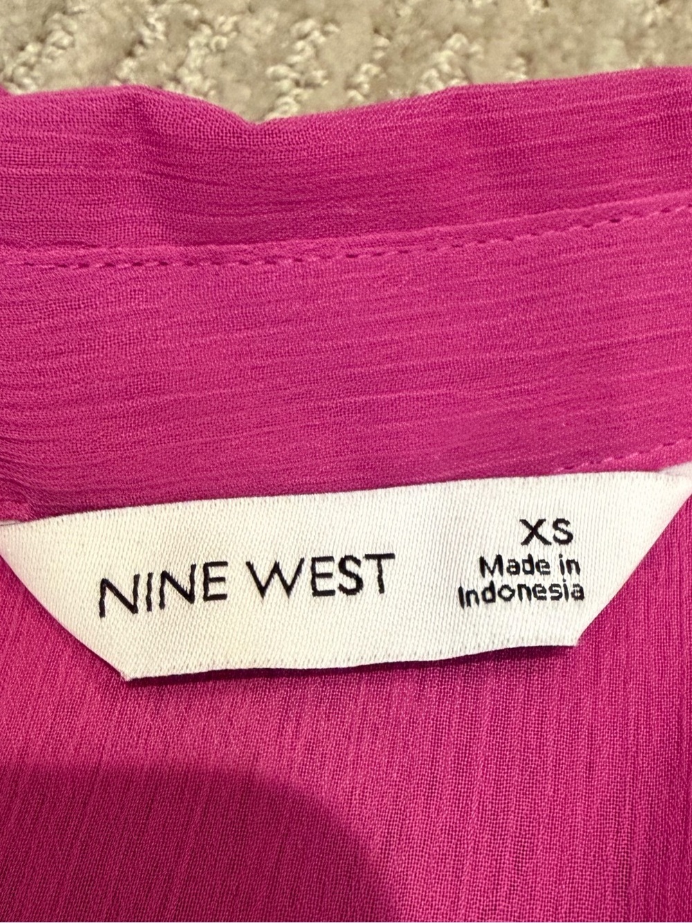 Nine West Hot Pink Pleated Long Sleeve Dress - Picture 7 of 8